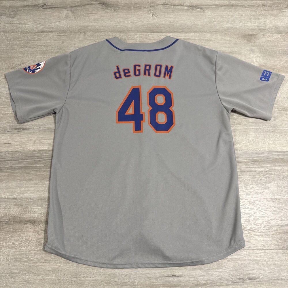 Jacob deGrom Jersey New York Mets Men’s XL Gray 48 Button Front